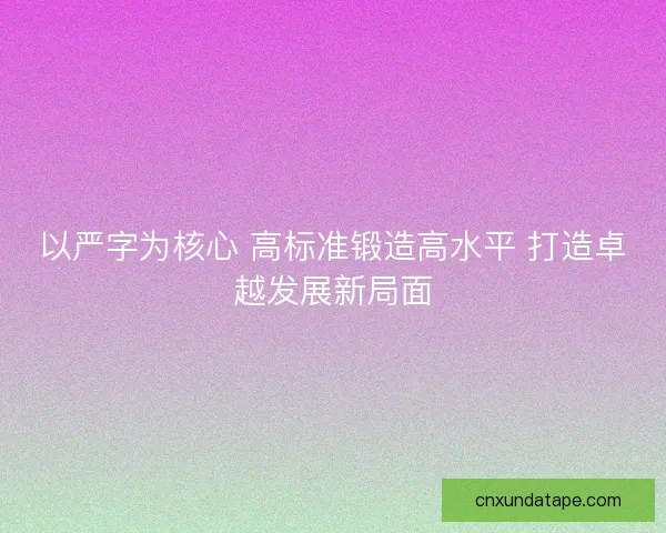 以严字为核心 高标准锻造高水平 打造卓越发展新局面